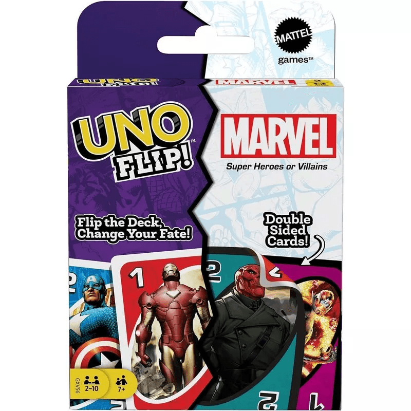 Mattel Games ​UNO Flip! Marvel Card Game for Family Game Night, 2 - 10 Players