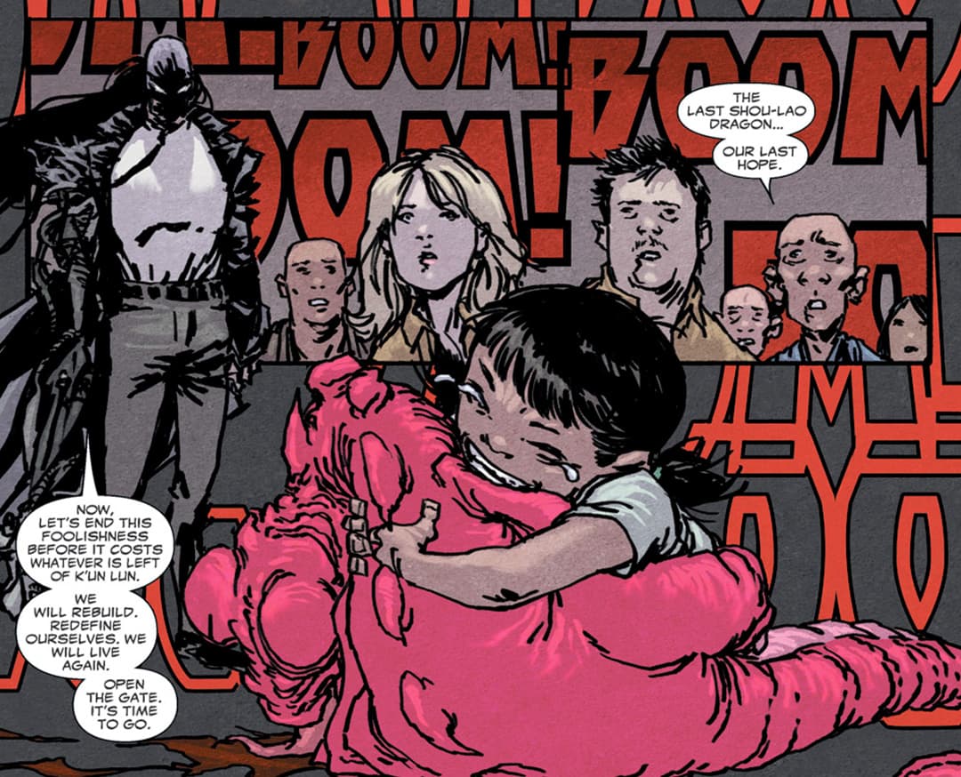 Steel Serpent killsthe latest incarnation of Shao-Lao by snapping its neck in front of Pei.