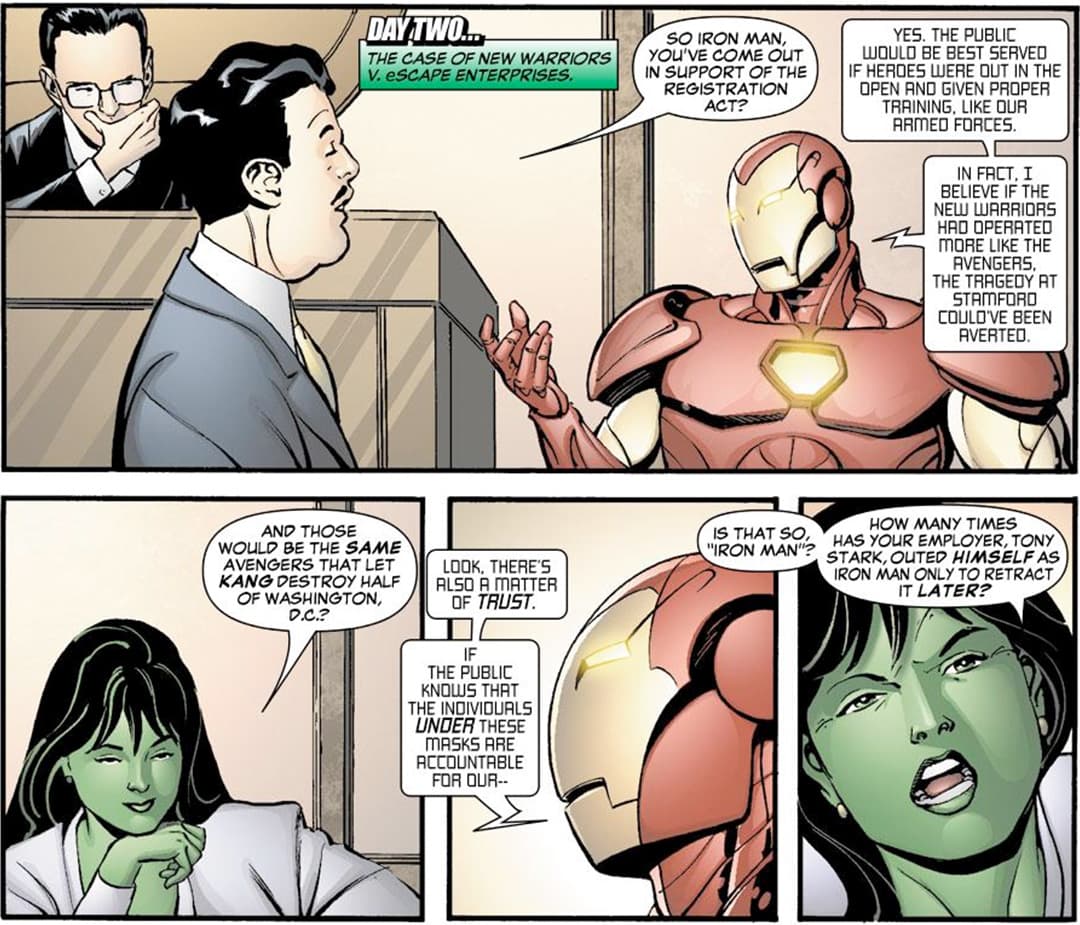 Jennifer Walters fights for justice in the courtroom during the Civil War