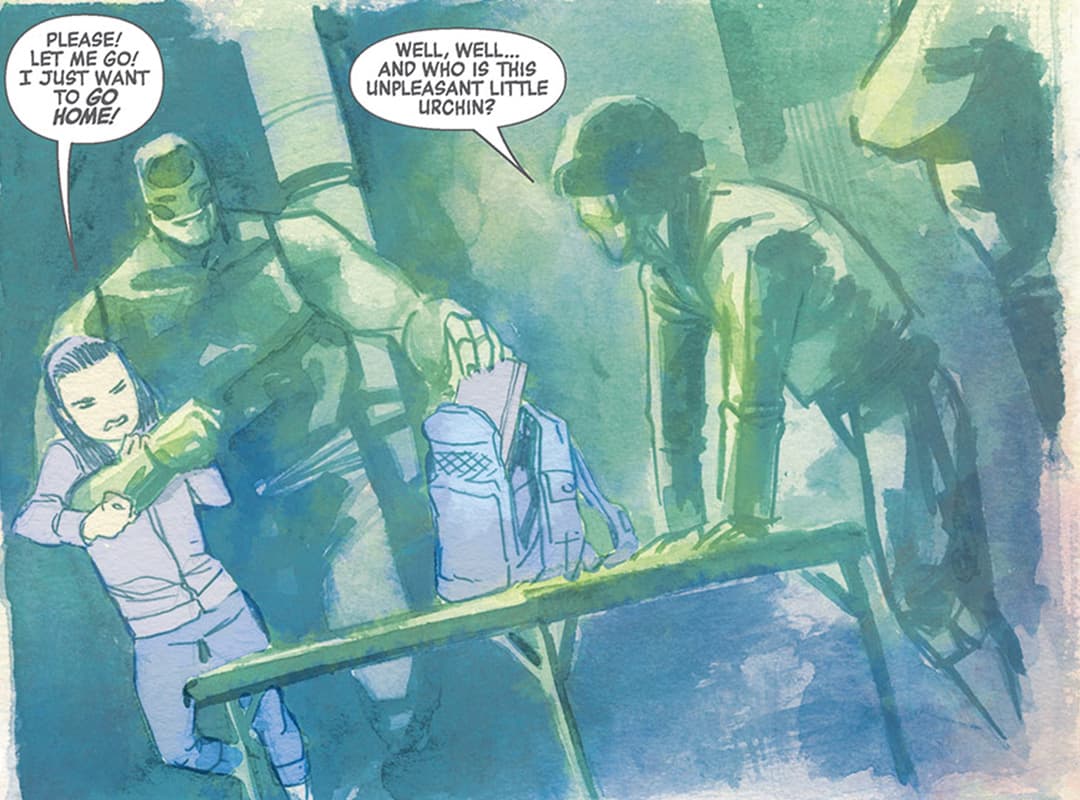 Kate Bishop is kidnapped and held as leverage by El Matador and his men.