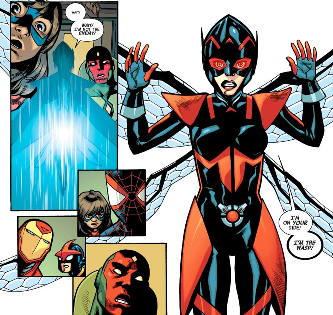 Wasp (Nadia Pym) , Ms. Marvel (Kamala Khan) and Vision