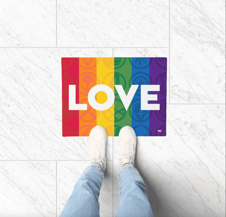 Marvel Super Hero "Love" Rainbow Brick Doormat