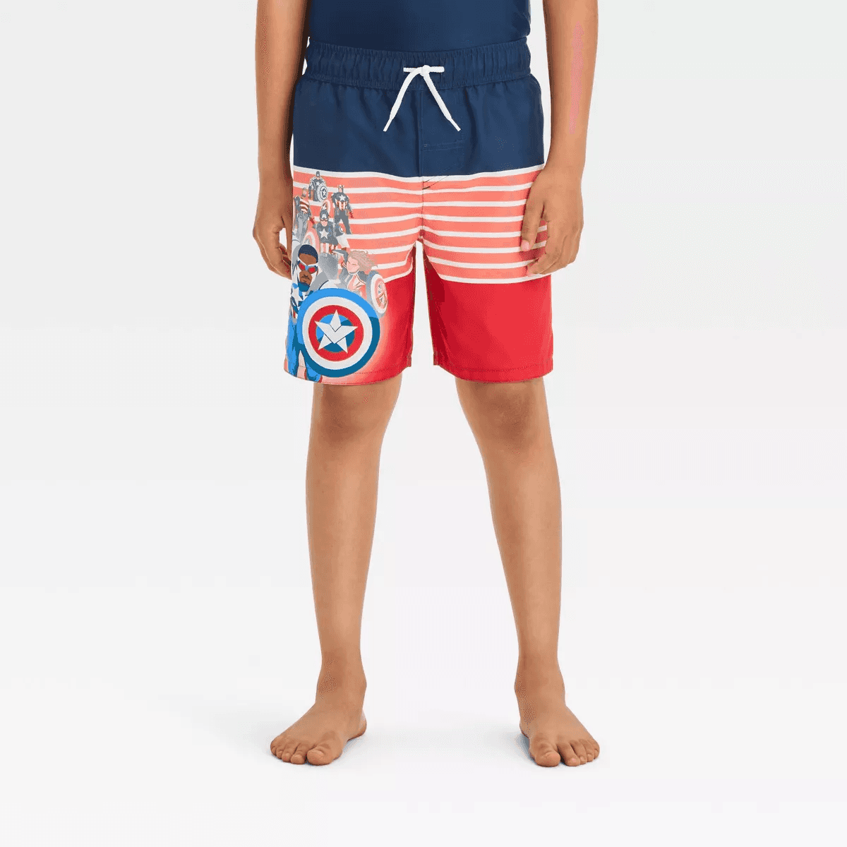 Marvel Captain America Fictitious Character Swim Shorts - Navy Blue/Red