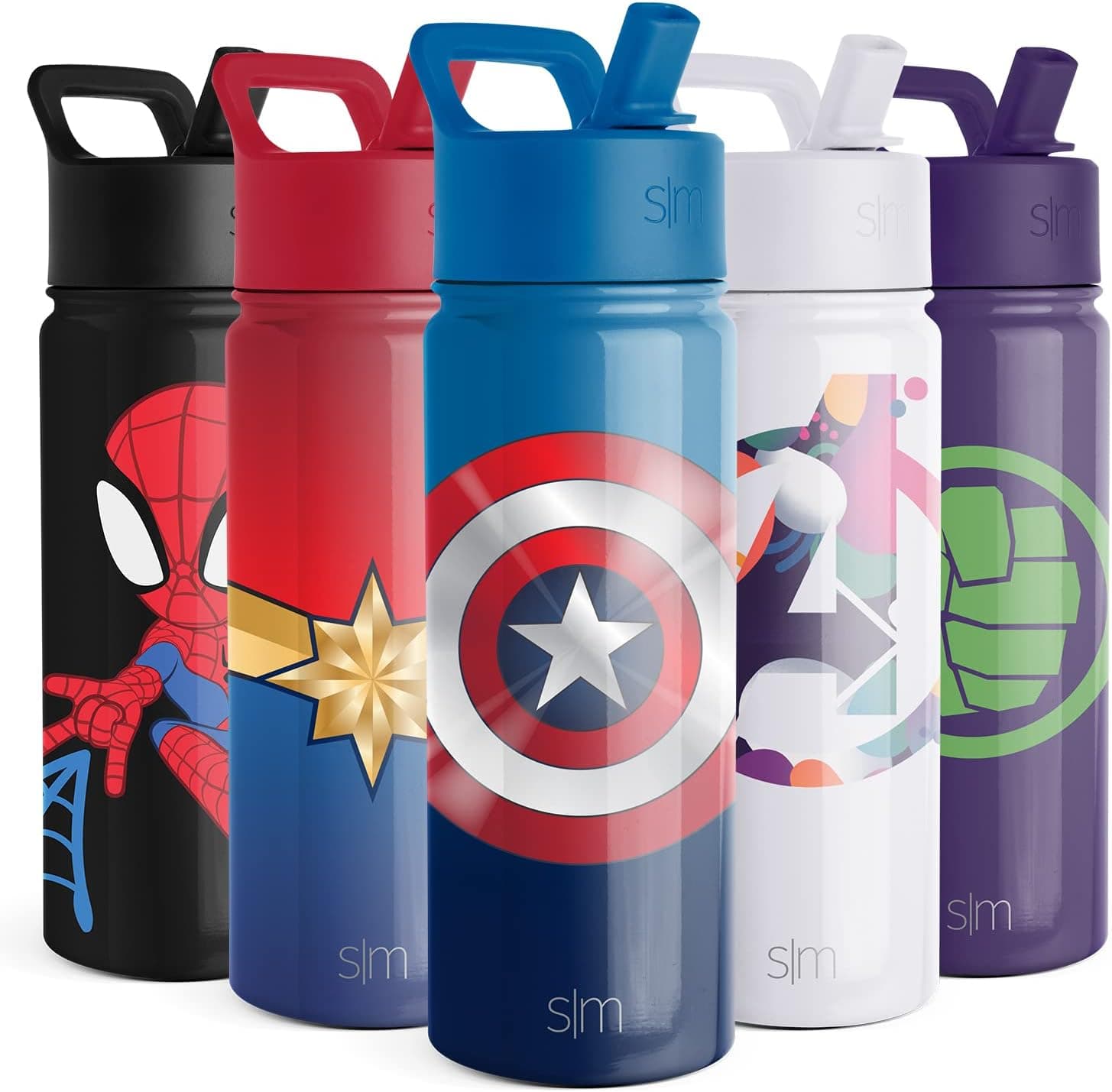 Simple Modern Marvel Captain America Water Bottle with Straw Lid | Insulated Stainless Steel Reusable Tumbler Gifts | Summit Collection | 18oz