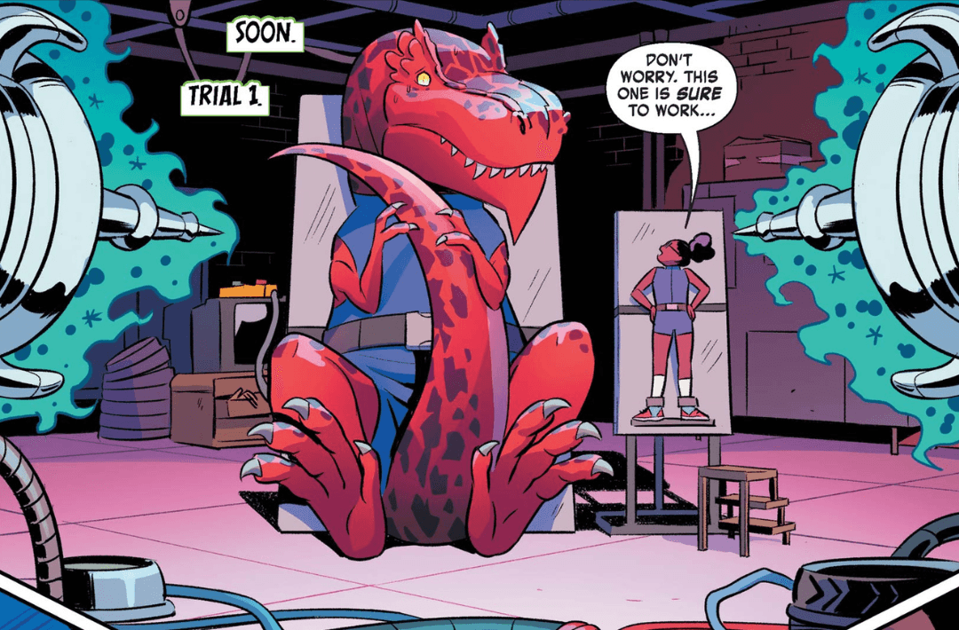 Lunella conducts scientific trials to break her connection with Devil Dinosaur