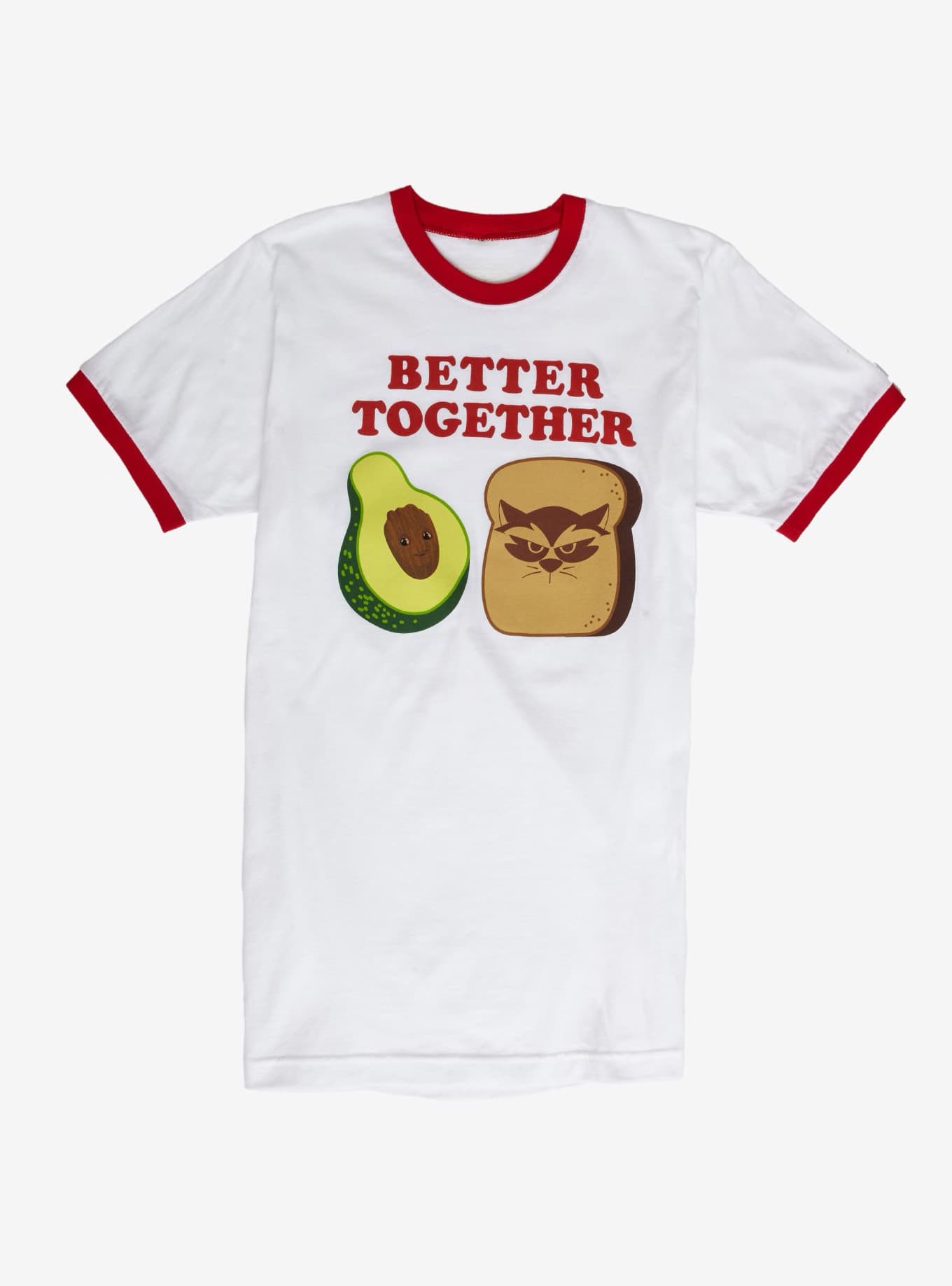 Marvel Groot and Rocket Avocado Toaster Ringer Tee