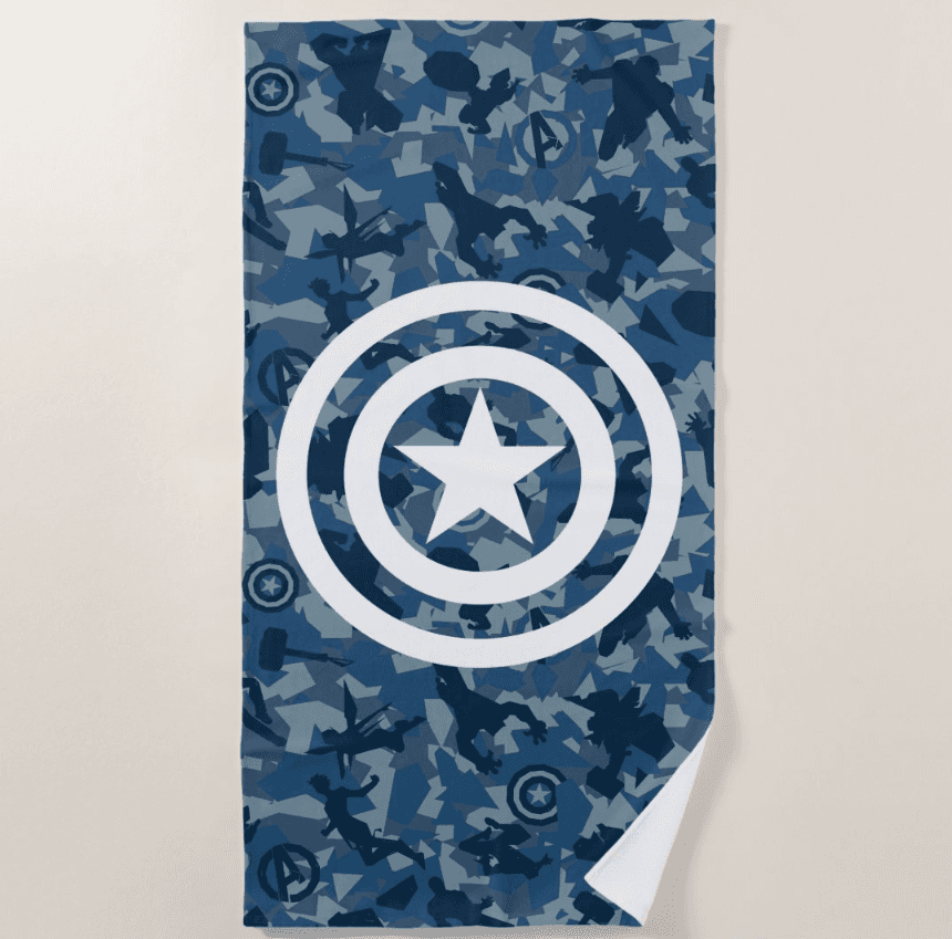 Avengers | Captain America Blue Camo Pattern Beach Towel