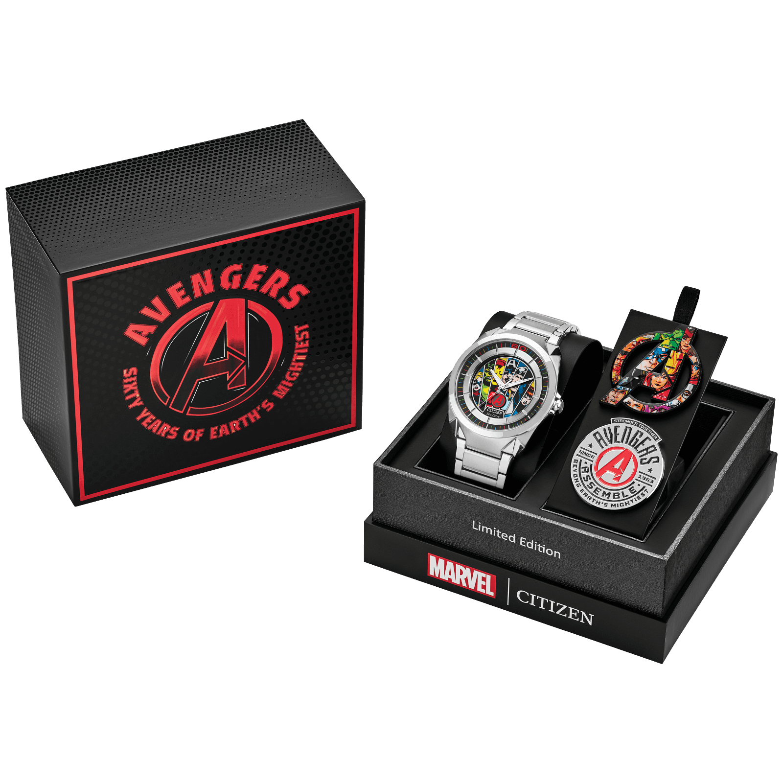 Citizen Watch Avengers Multiple Dial Stainless Steel Bracelet Marvel Boxed Set