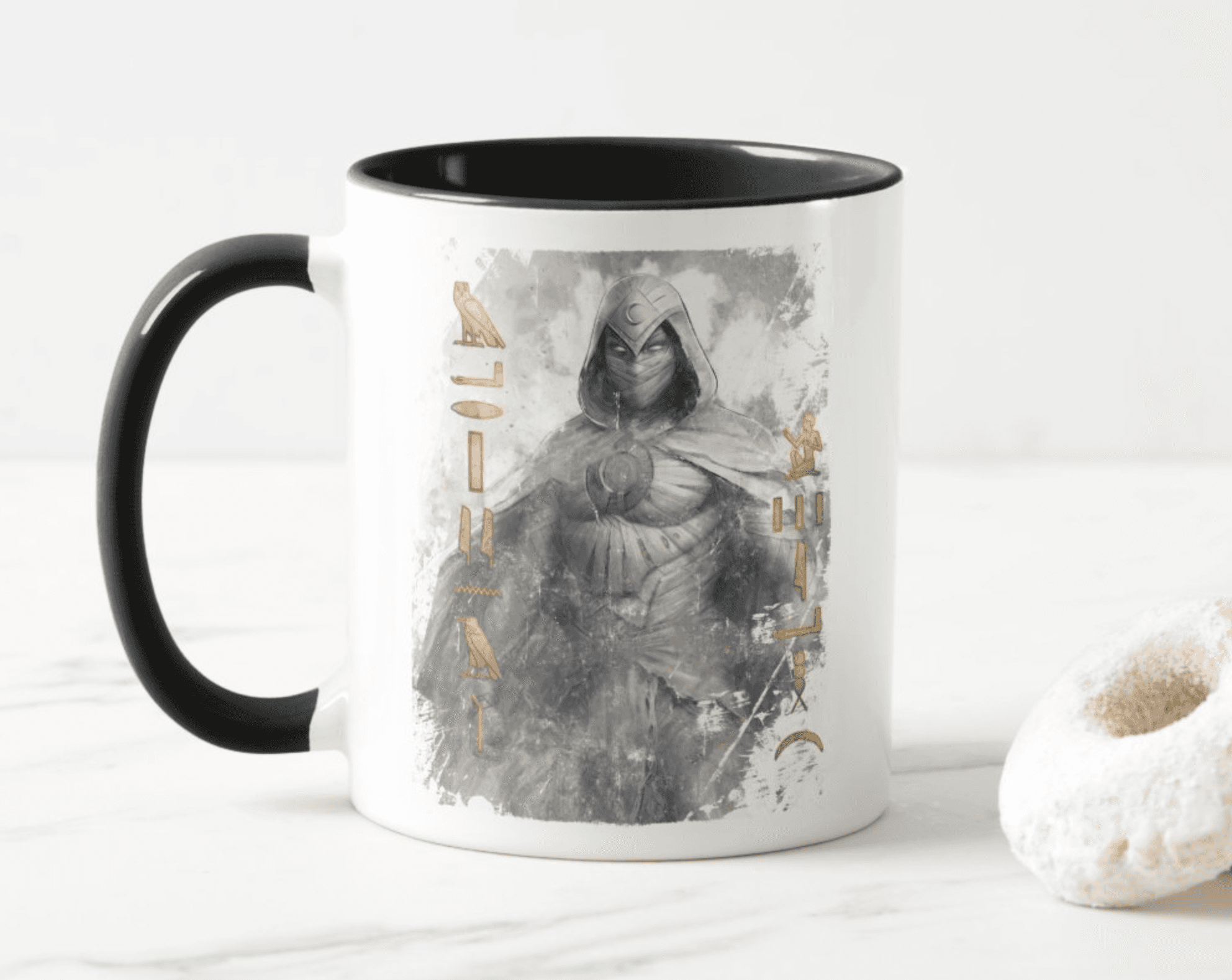 Moon Knight Hieroglyphic Graphic Mug / shop it <a href=https://www.zazzle.com/moon_knight_hieroglyphic_graphic_mug-168596608940491188>here</a>