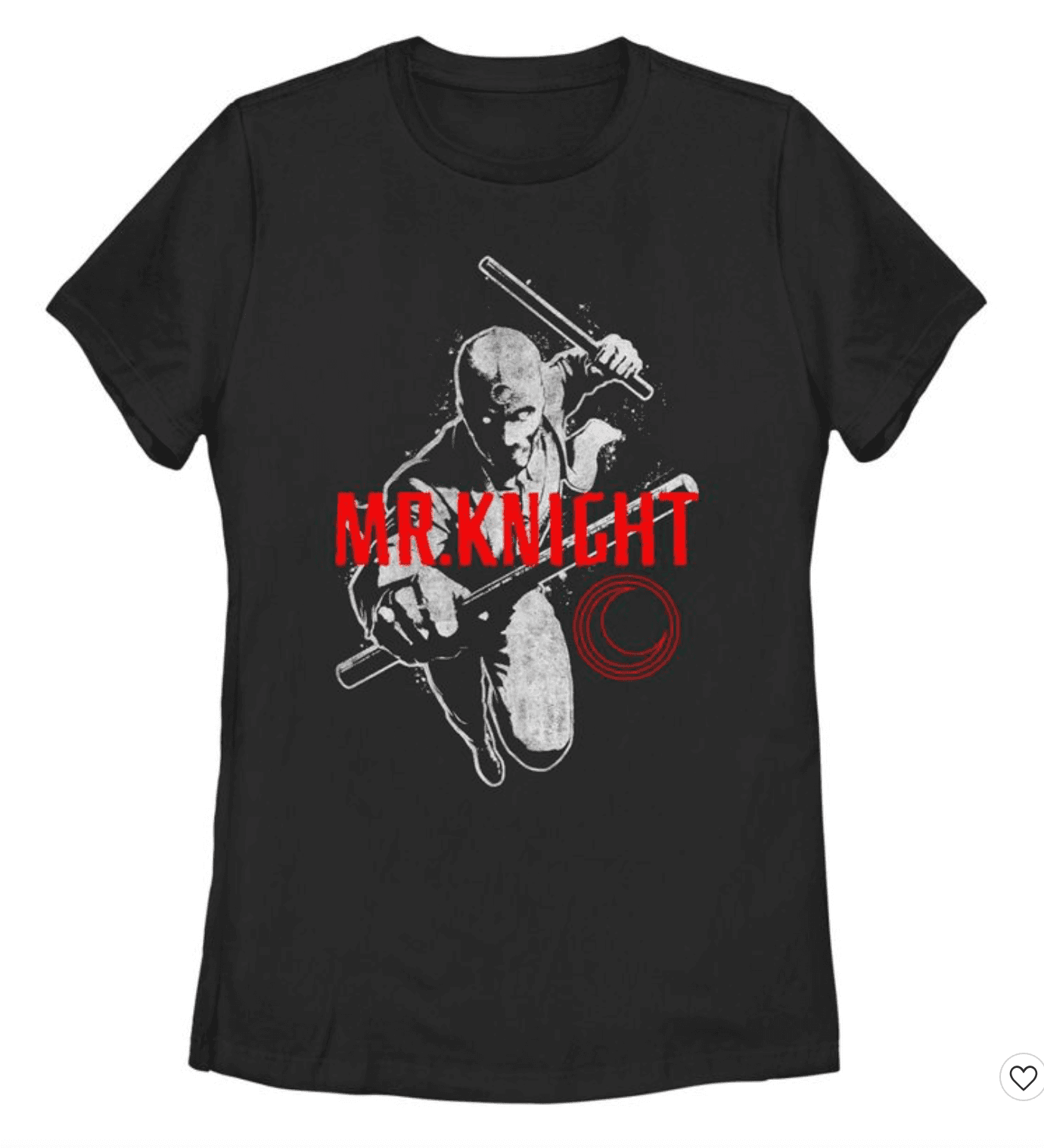 Mr. Knight Retro T-Shirt / shop it <a href=https://www.target.com/p/women-s-marvel-moon-knight-retro-mr-knight-portrait-t-shirt/-/A-86119457>here</a>