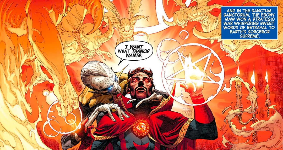 Ebony Maw invades Doctor Strange's mind.