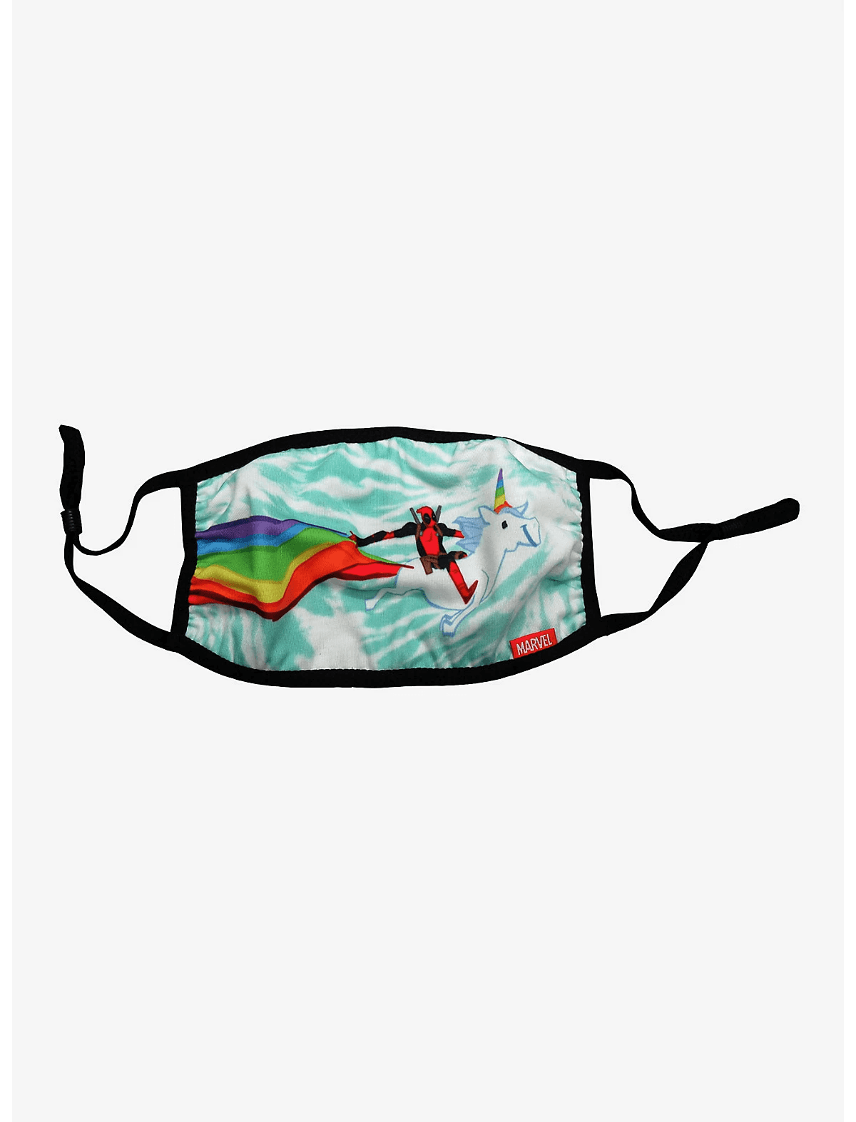 <a href=https://www.boxlunch.com/product/marvel-deadpool-unicorn-fashion-face-mask/14362578.html>Deadpool Rainbow Unicorn Face Mask</a> / BoxLunch