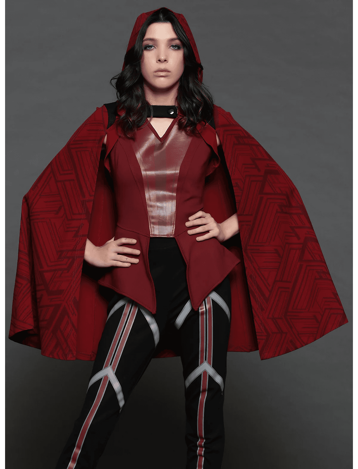 <a href=https://www.hottopic.com/product/her-universe-marvel-wandavision-wanda-hooded-girls-cape/14806501.html>The Scarlet Witch Cape</a> / Hot Topic