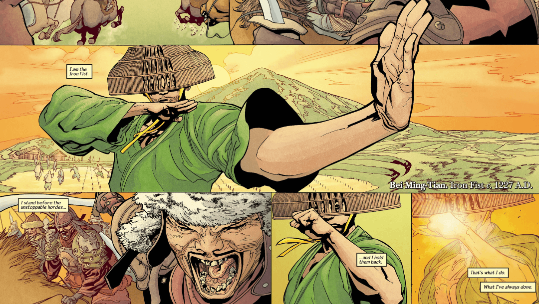 Bei-Ming Tian defending villages from armies of Khan