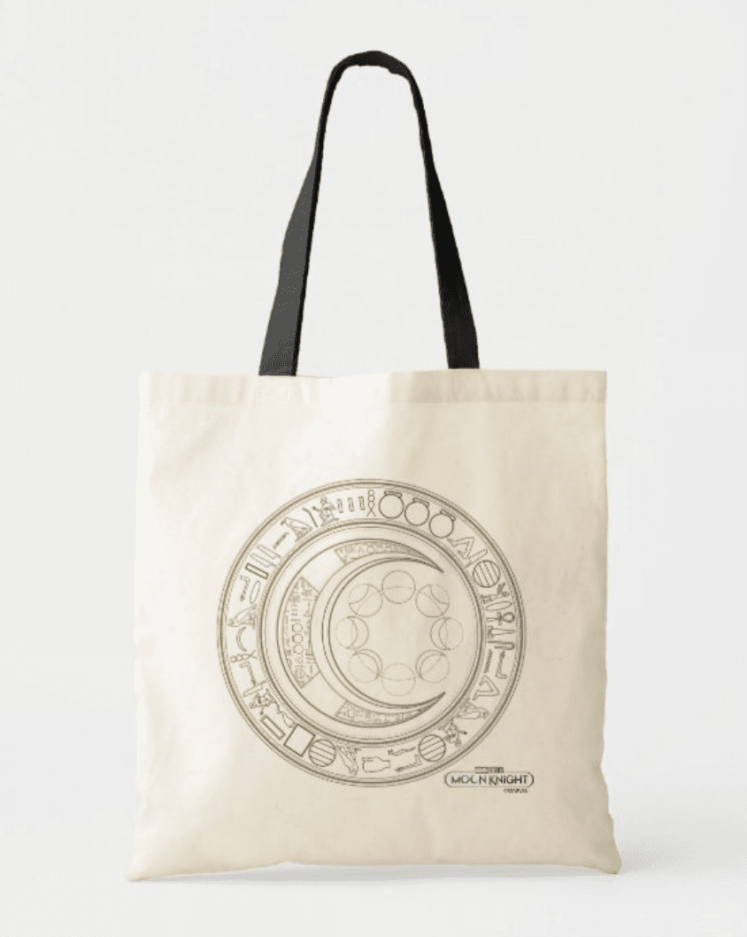 Moon Knight Gold Crescent Moon Phases Graphic Tote Bag / shop it <a href=https://www.zazzle.com/egyptian_gold_crescent_moon_phases_graphic_tote_bag-149974667904532499>here</a>