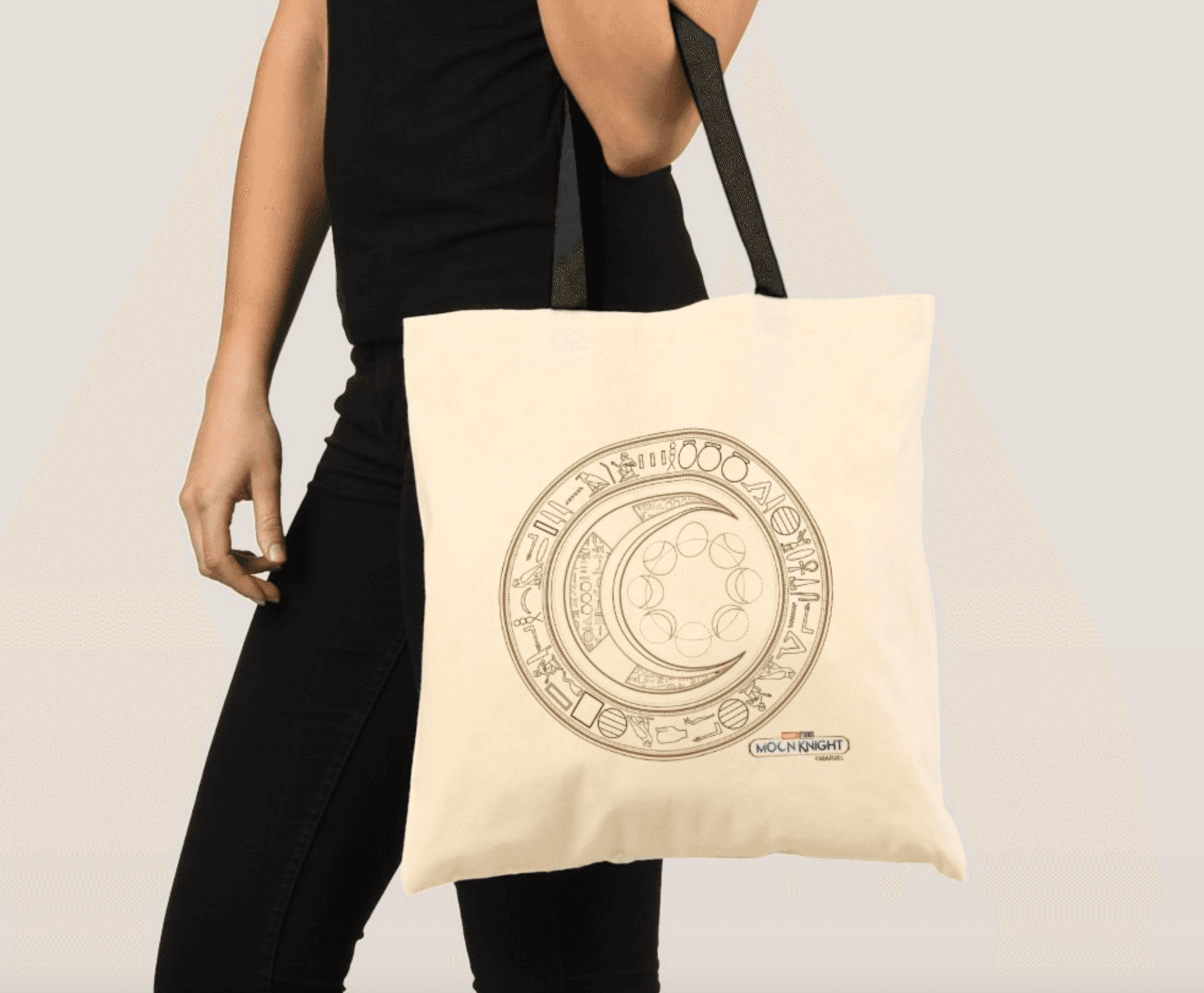 Moon Knight Gold Crescent Moon Phases Graphic Tote Bag / shop it <a href=https://www.zazzle.com/egyptian_gold_crescent_moon_phases_graphic_tote_bag-149974667904532499>here</a>