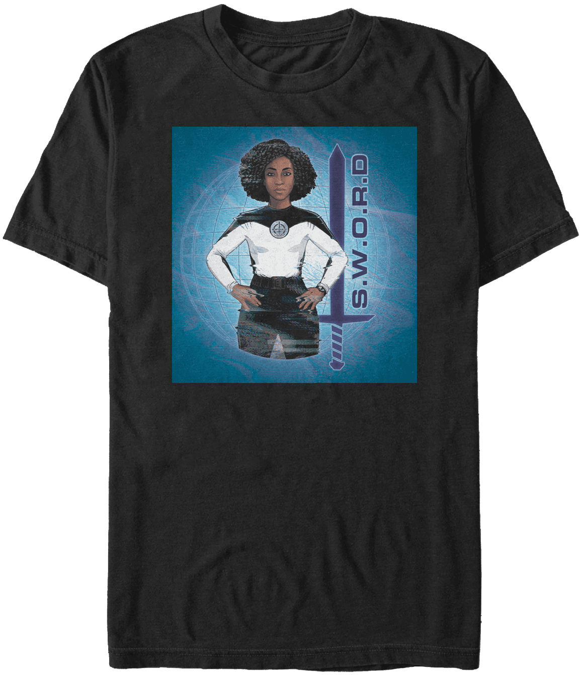 <a href="https://www.hottopic.com/product/marvel-wandavision-s.w.o.r.d-girls-t-shirt/15238156.html">S.W.O.R.D. Monica Rambeau T-Shirt</a> / Hot Topic