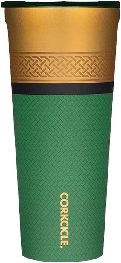 Corkcicle Marvel 24 Ounce Triple Insulated Stainless Steel Travel Cup Tumbler with Lid and Silicone Bottom for Hot and Cold Drinks, Loki