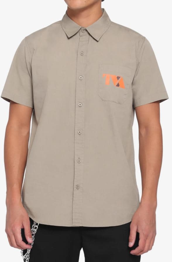  Our Universe TVA Woven Button-Up / shop it <a href=https://www.hottopic.com/product/our-universe-marvel-loki-tva-woven-button-up/15106276.html?cgid=pop-culture-shop-by-license-loki>here</a>