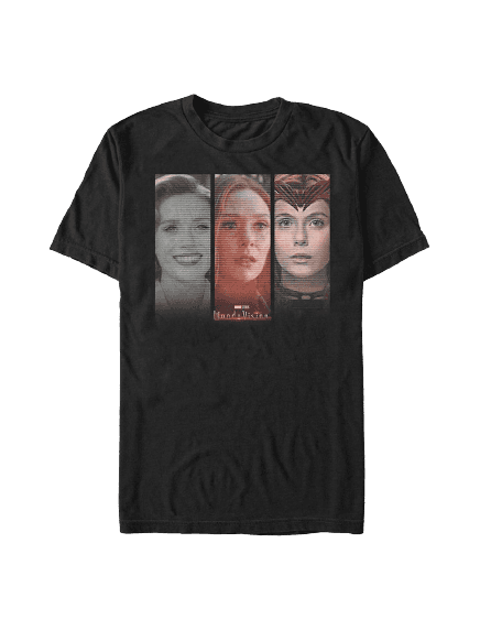 <a href=https://www.hottopic.com/product/marvel-wandavision-many-faces-of-wanda-t-shirt/15430756.html>The Many Faces of Wanda T-Shirt</a> / Hot Topic