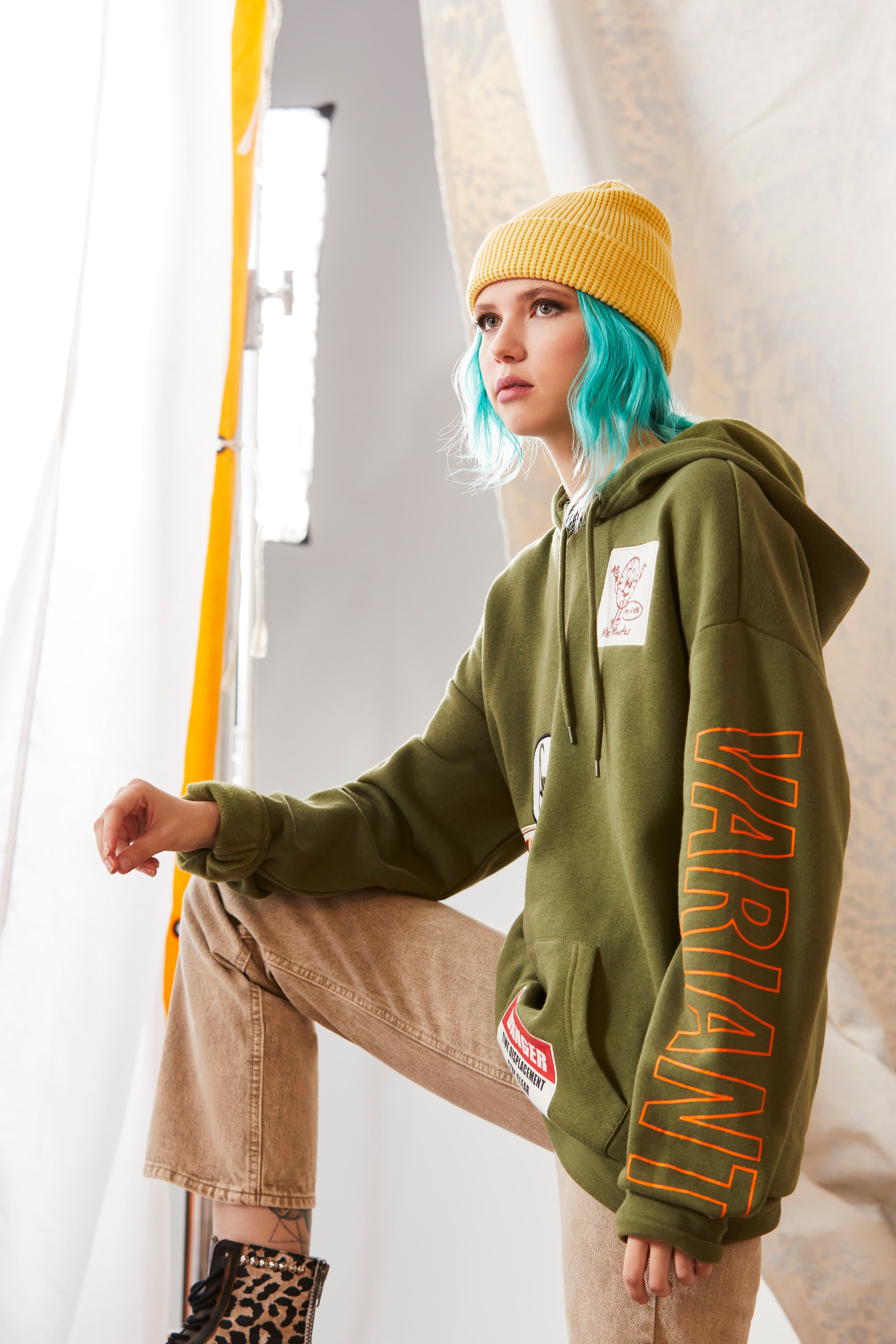 Our Universe Marvel Loki Patch Hoodie  / shop it <a href=https://www.heruniverse.com/product/our-universe-marvel-loki-patch-hoodie/15922539.html>here</a>