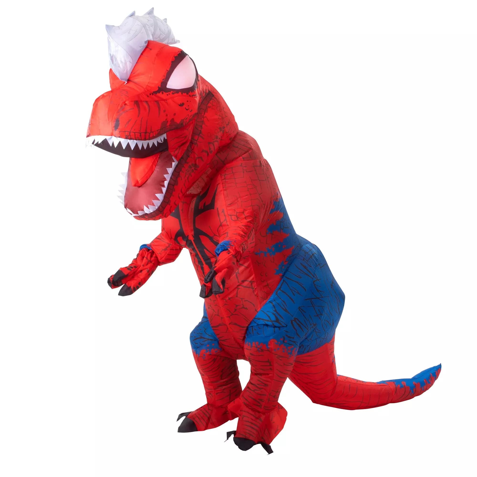 Spider-Red costume/ shop it <a href=https://www.gamestop.com/clothing/mens/costumes/products/jazwares-marvel-spider-rex-inflatable-adult-costume/340506.html>here</a>