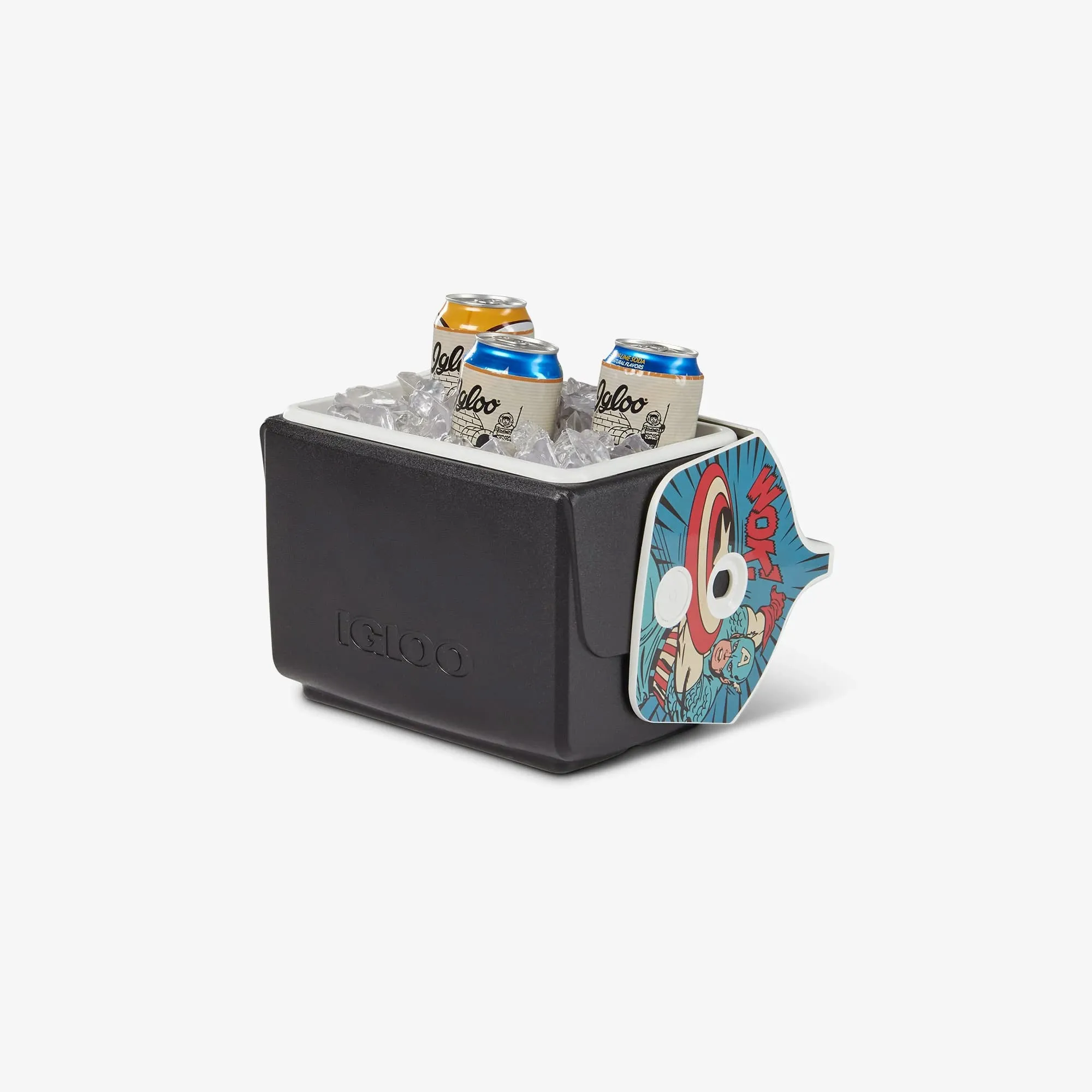 Captain America cooler / shop it <a href=https://www.igloocoolers.com/products/marvel-captain-america-little-playmate-cooler>here</a>