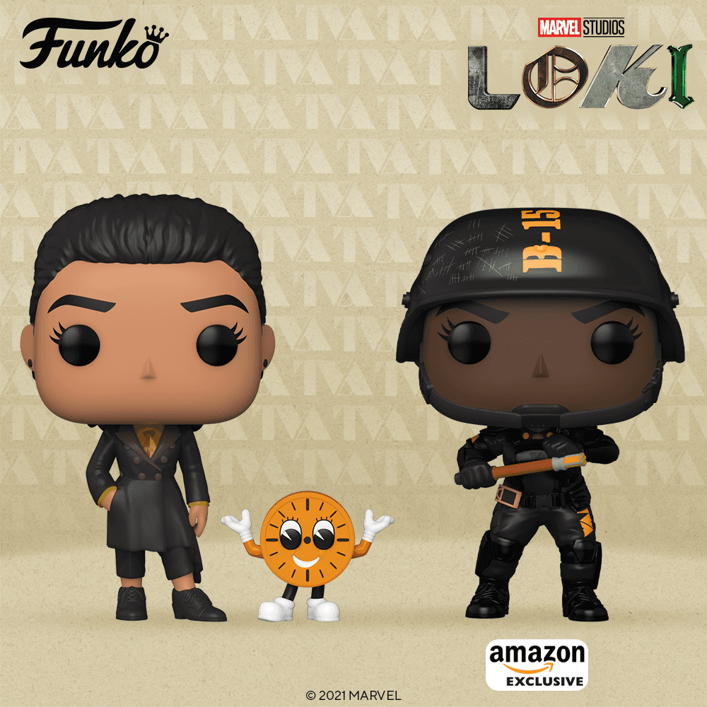 Ravonna Renslayer and Miss Minutes, and Hunter B-15 Funko Pop!s