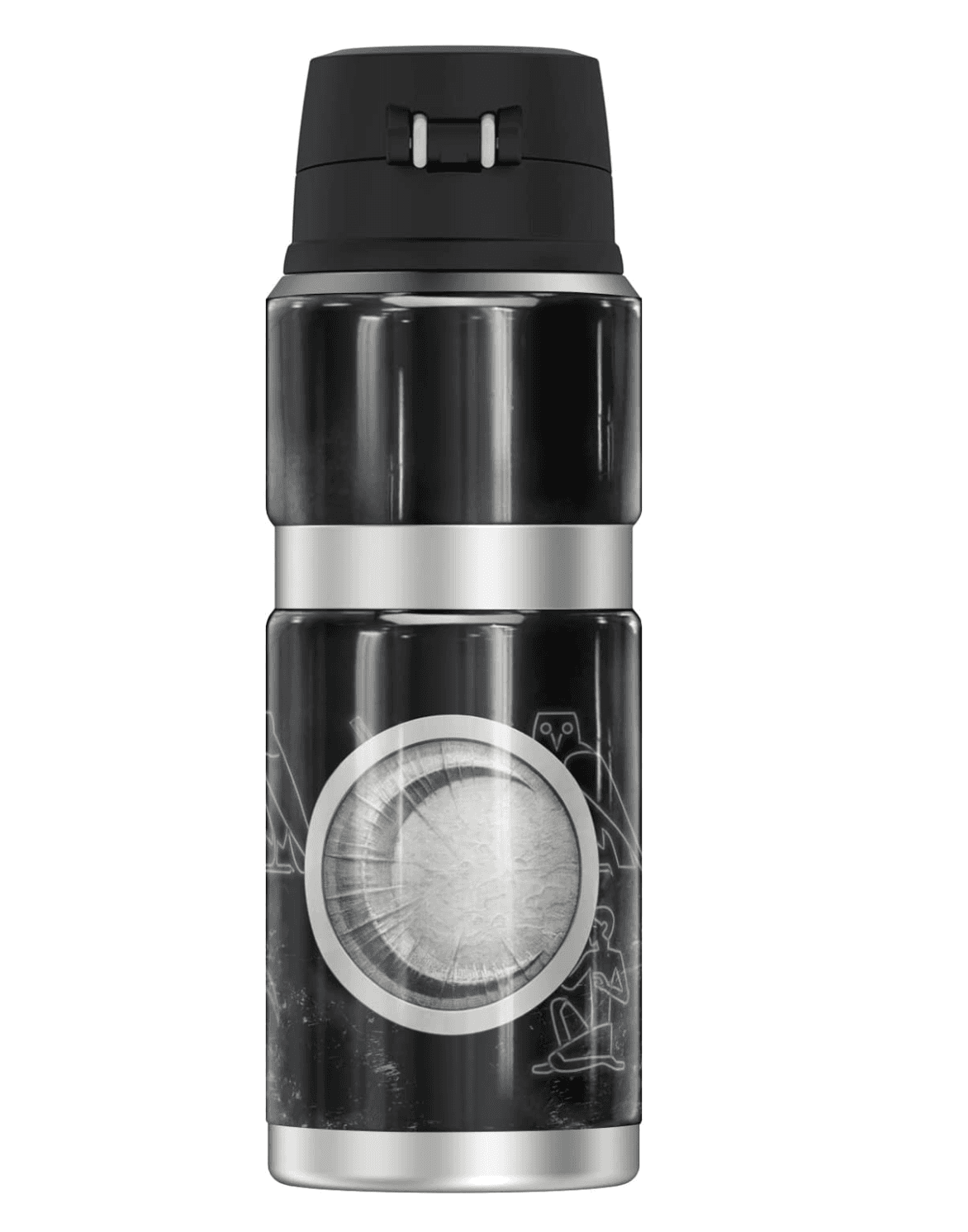 Moon Knight Stainless Steel Drink Bottle / shop it <a href=https://www.amazon.com/Hieroglyphics-THERMOS-STAINLESS-Stainless-insulated/dp/B09TF8G189>here</a>