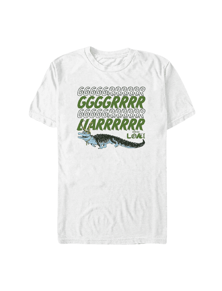 Alligator Loki Growl T-Shirt / shop it <a href=https://www.boxlunch.com/product/marvel-loki-alligator-loki-growl-t-shirt/16369198.html>here</a>