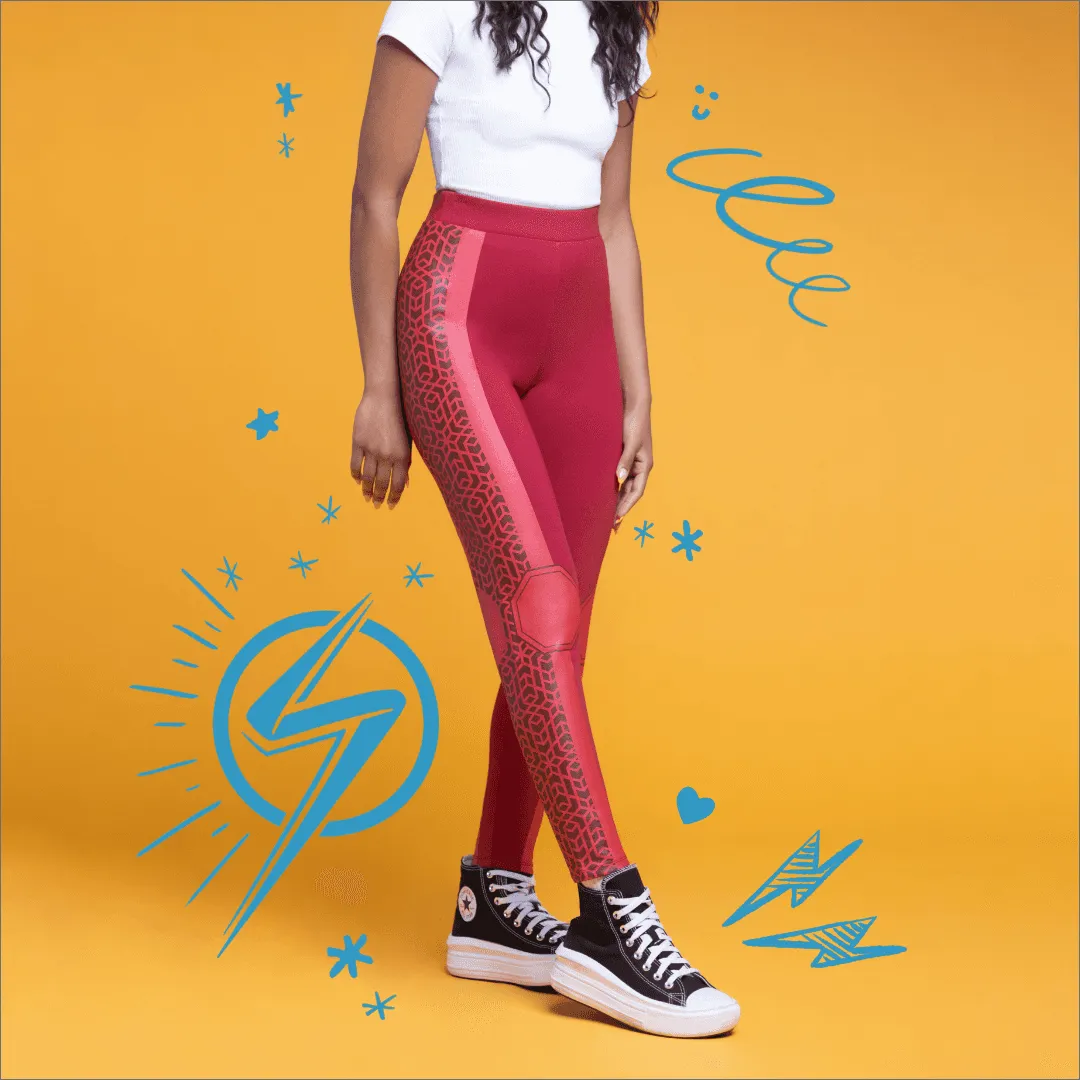 Ms. Marvel Hero Leggings / shop it <a href=https://www.hottopic.com/product/her-universe-marvel-ms.-marvel-hero-leggings/15633656.html>here</a>