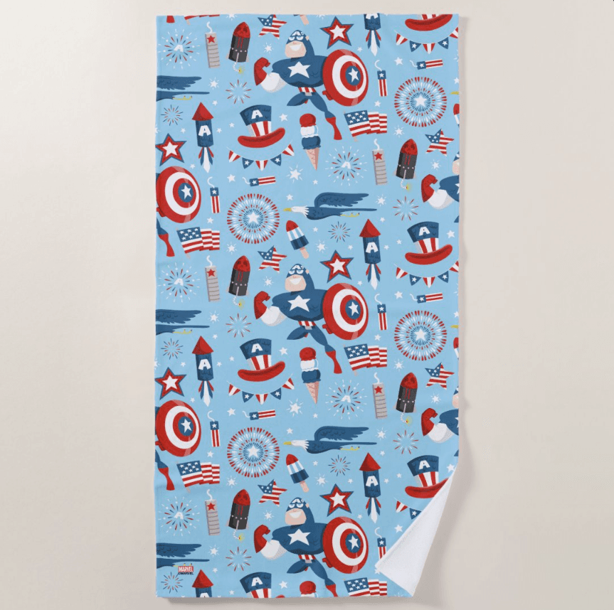 Captain America 4th of July Collage Beach Towel