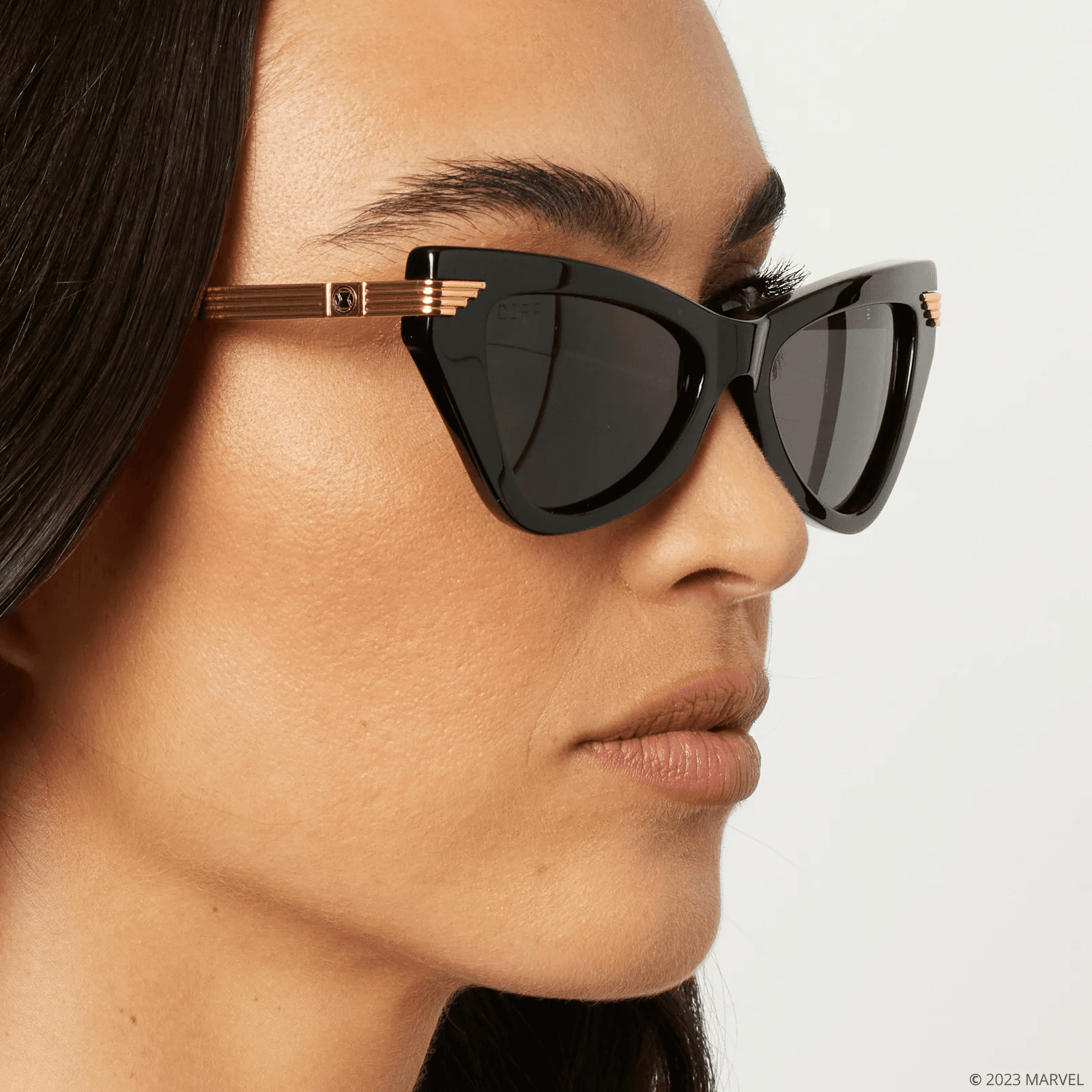 DIFF Black Widow Cat Eye Black Grey Polarized Sunglasses