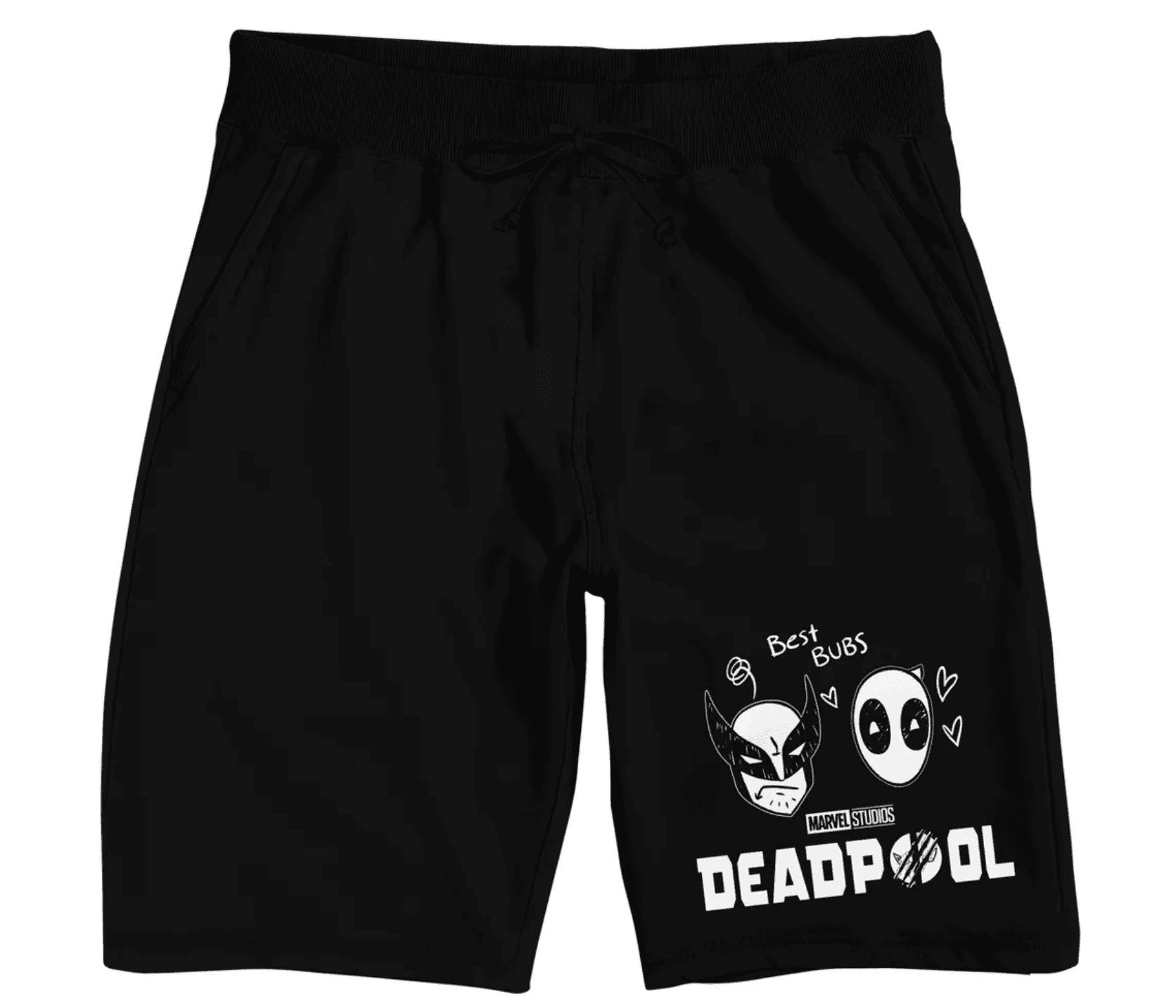 Deadpool and Wolverine Head Pen Art Men's Black Lounge Shorts