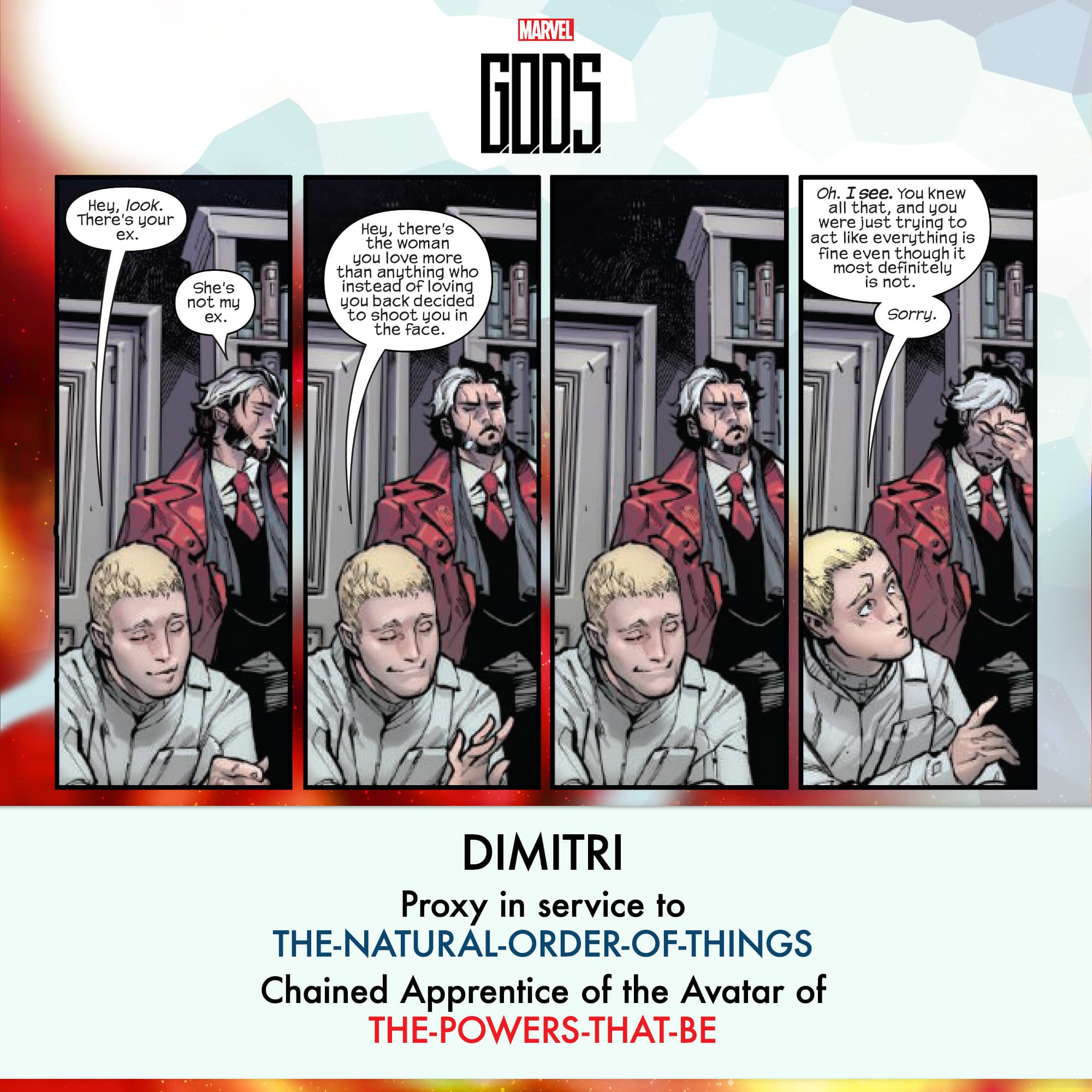 G.O.D.S. #1 panels by Jonathan Hickman, Valerio Schiti, Marte Gracia, and VC's Travis Lanham