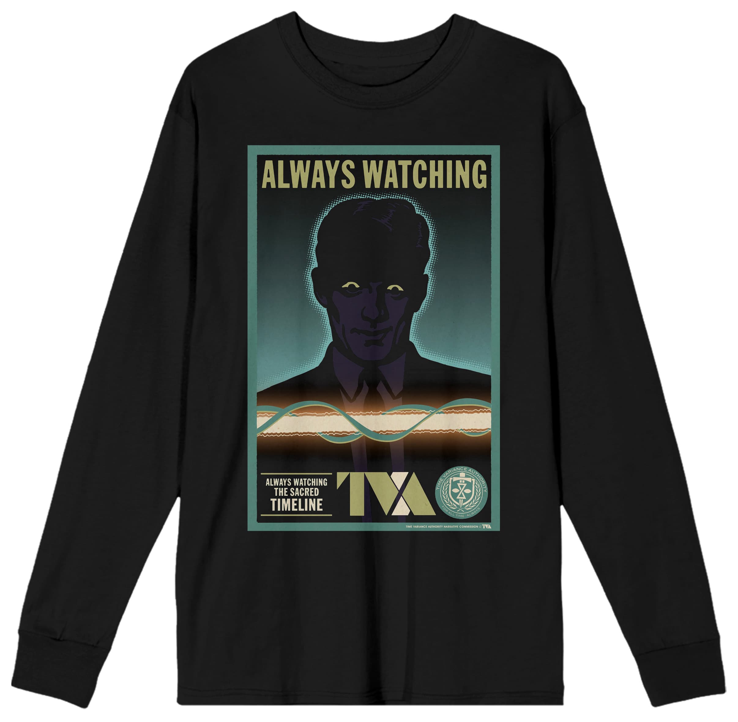 TVA ‘Always Watching’ T-Shirt / shop it <a href=    https://www.amazon.com/Universe-Variance-Authority-Timeline-T-Shirt-3XL/dp/B096YL1T5G>here</a>
