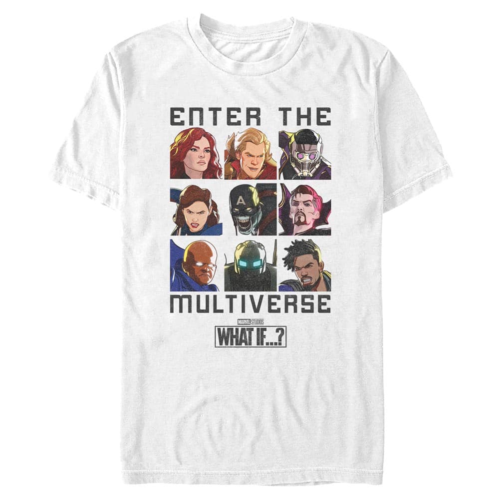 Enter the Multiverse t-shirt / shop it <a href=https://www.hottopic.com/product/marvel-what-if...-enter-the-multiverse-t-shirt/16719907.html>here</a>