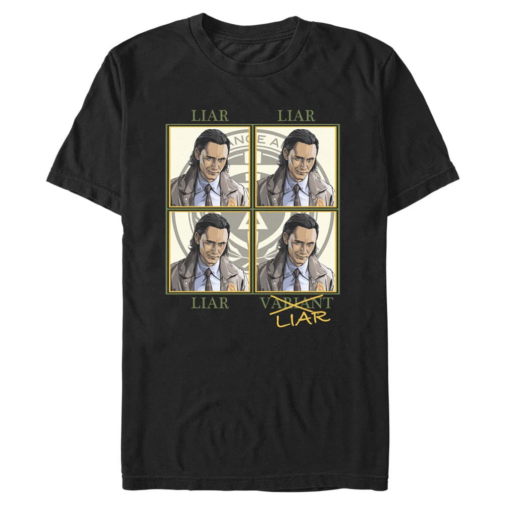 <a href=https://www.hottopic.com/product/marvel-loki-liar-or-variant-t-shirt/15940644.html>Liar of Variant T-Shirt</a> / Hot Topic