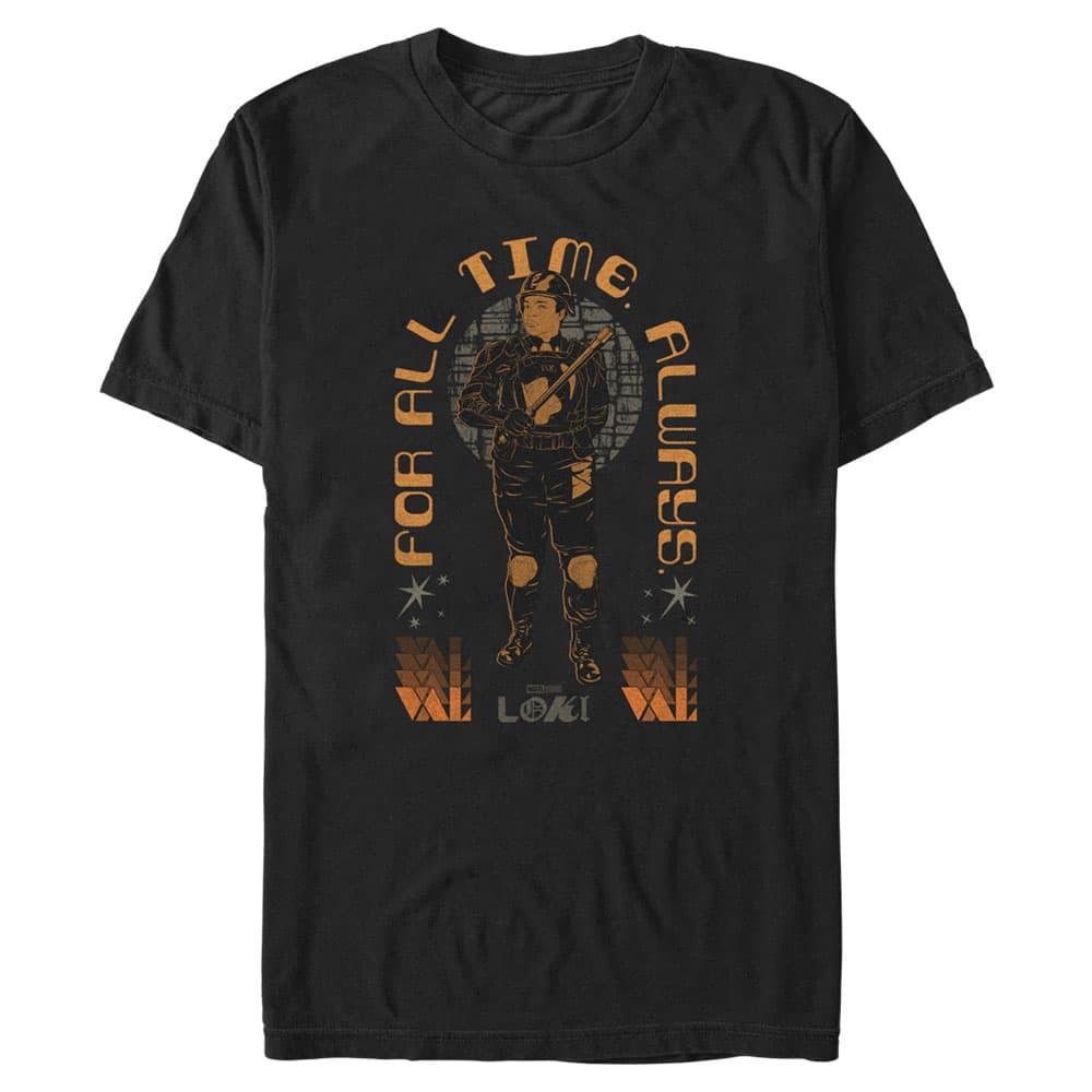 <a href=https://www.hottopic.com/product/marvel-loki-for-all-time.-always.-t-shirt/16013599.html>TVA 'Multiple Times' T-Shirt</a> / Hot Topic