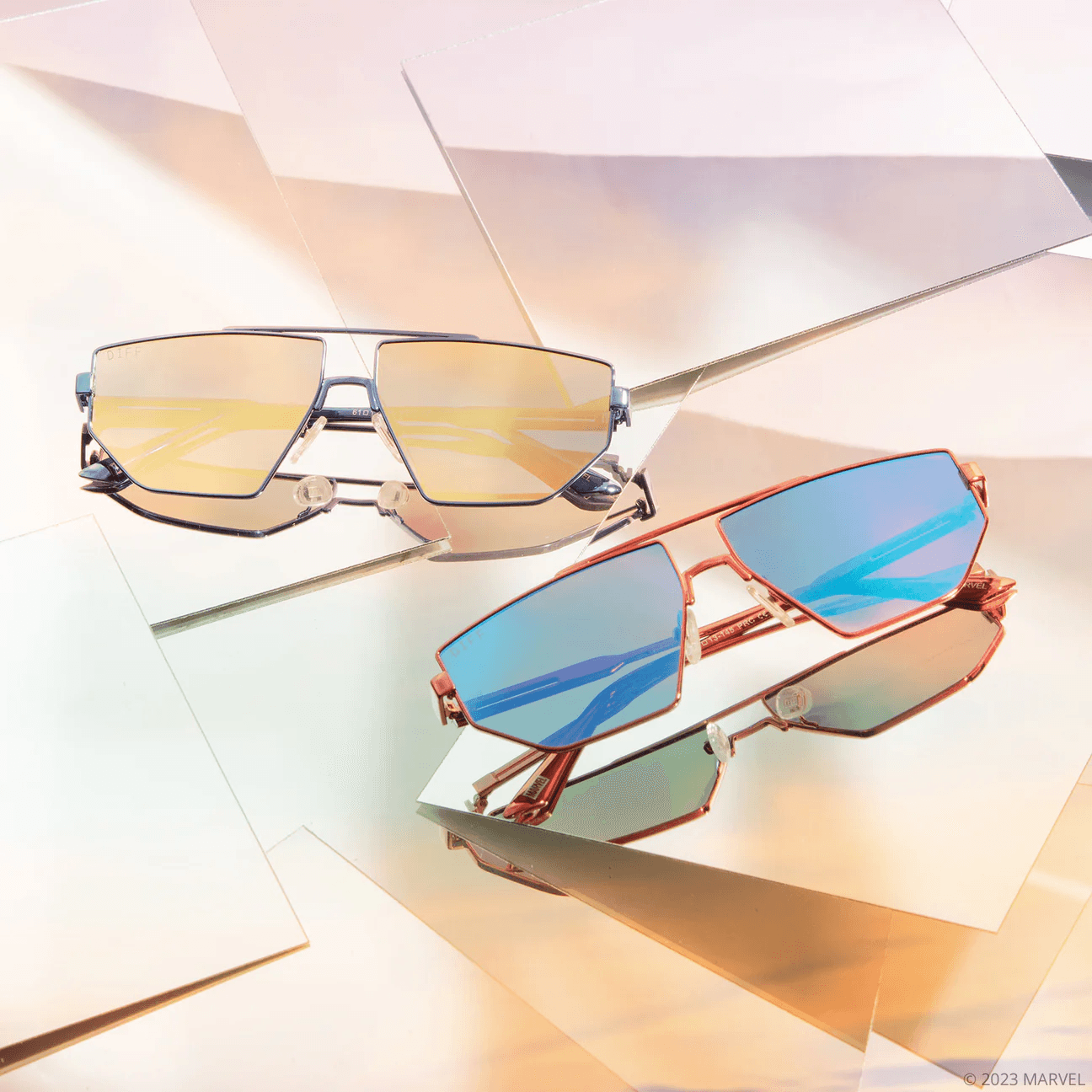 Guardians of the Galaxy x DIFF Eyewear Galactic Heroes Metallic Solar Blue Galactic Gold Mirror Polarized Sunglasses