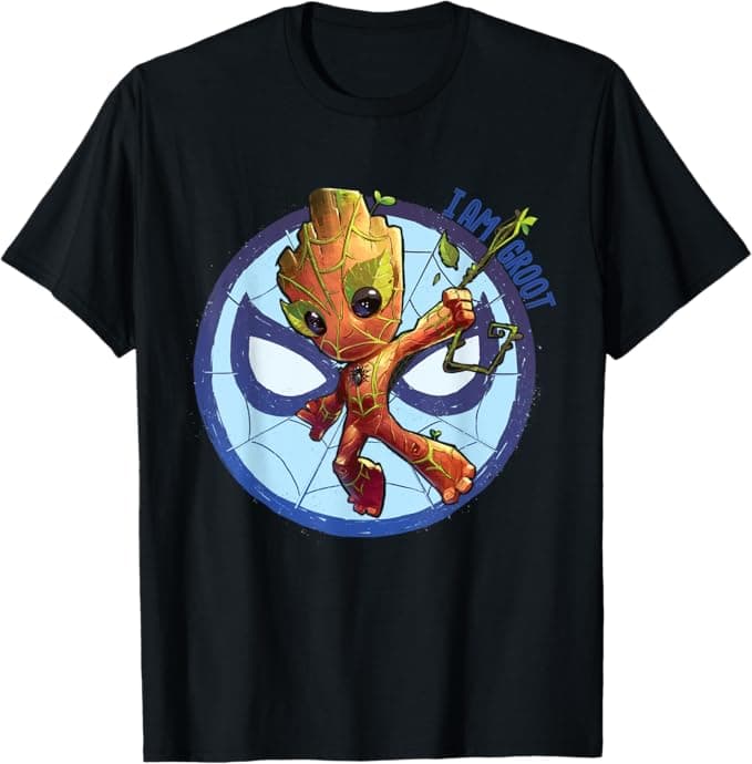 Marvel 85th Anniversary I Am Groot Spider-Man Impression T-Shirt
