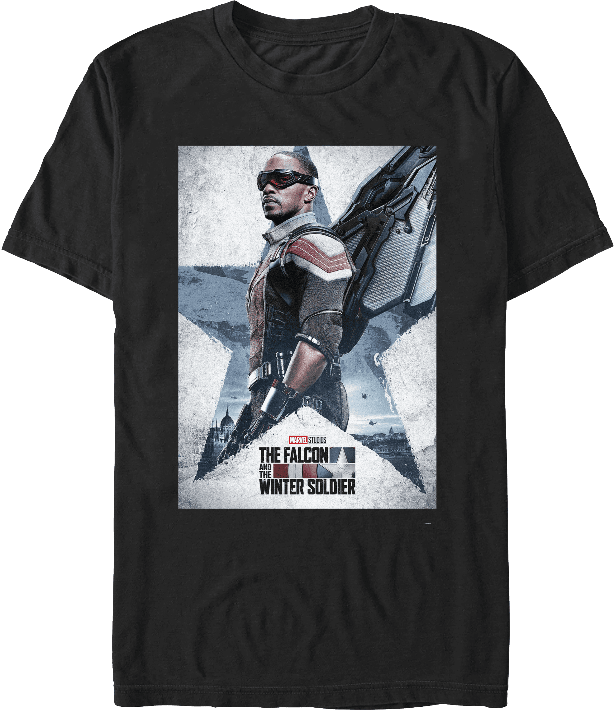 <a href=https://www.hottopic.com/product/marvel-the-falcon-and-the-winter-soldier-falcon-poster-t-shirt/15499856.html>Falcon Poster T-Shirt</a> / Hot Topic