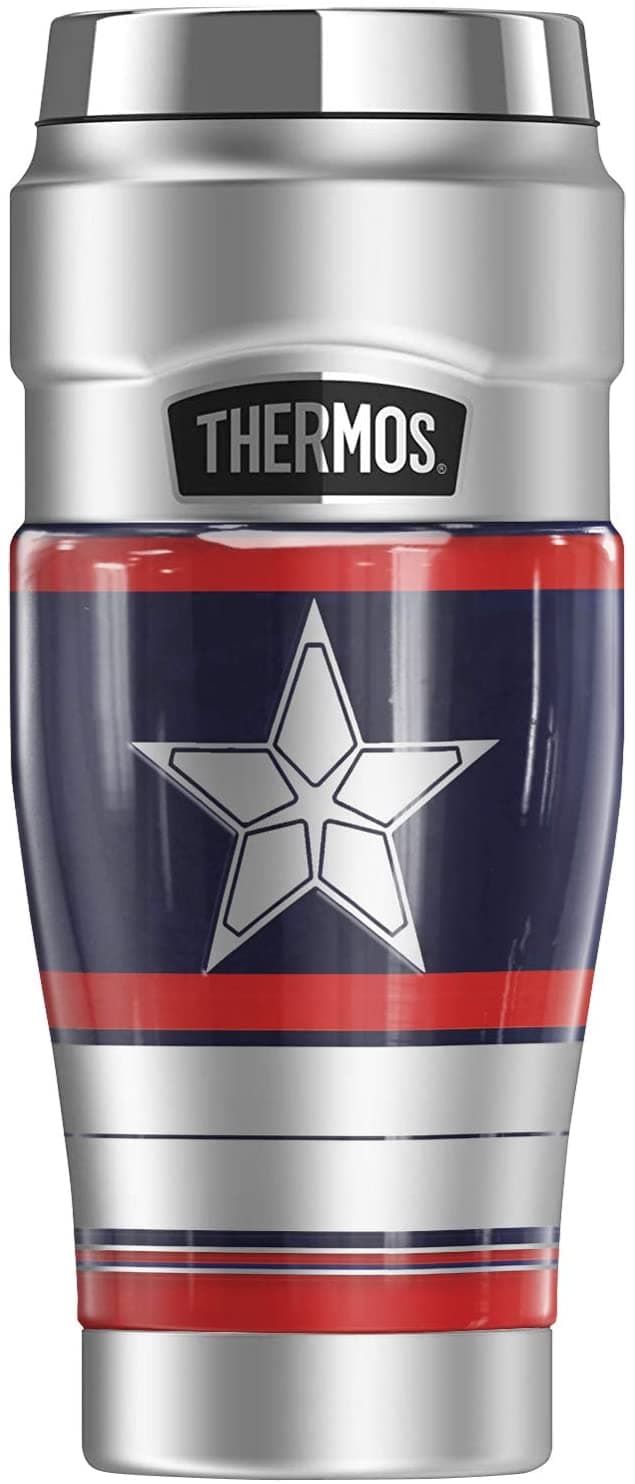 <a href=https://www.amazon.com/Marvel-Metallic-STAINLESS-Stainless-insulated/dp/B08ZJRZ77H>Shield Stainless Steel Travel Tumbler, 16 oz.</a> / Hot Topic