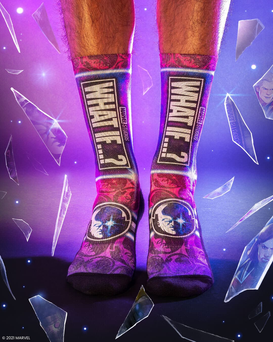 ‘What If...?’ Title Sequence Socks / shop it <a href=https://rockemsocks.com/collections/what-if/products/what-if-title-sequence>here</a>