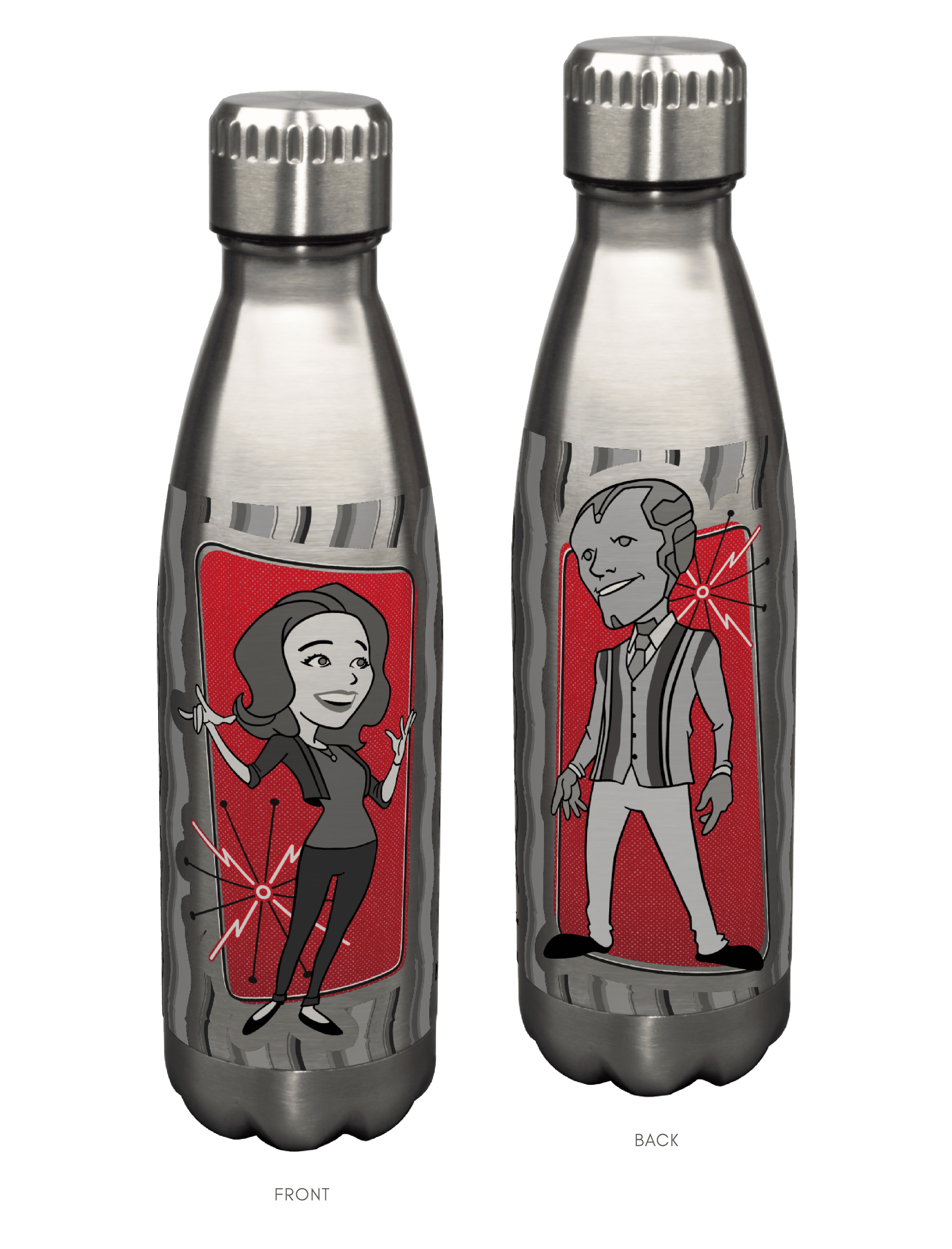 <a href="https://www.amazon.com/Marvel-Vision-Stainless-Bottle-Halloween/dp/B08VVGK2PP">WandaVision Stainless Water Bottle</a>/ Amazon