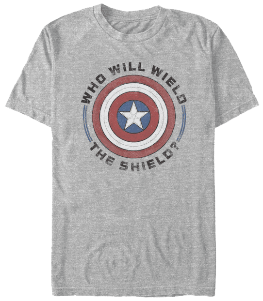 <a href=https://www.hottopic.com/product/marvel-the-falcon-and-the-winter-soldier-who-will-wield-t-shirt/15222591.html>Who Will Wield T-Shirt T-Shirt </a> / Hot Topic