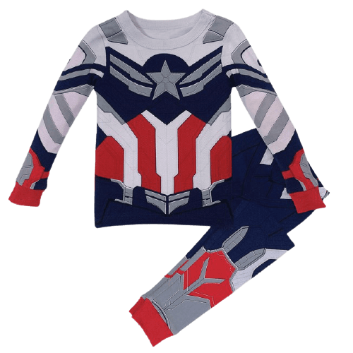 Captain America Costume PJ PALS for Kids / shop it <a href=https://www.shopdisney.com/captain-america-costume-pj-pals-for-kids-the-falcon-and-the-winter-soldier-4903057391008M.html>here</a>