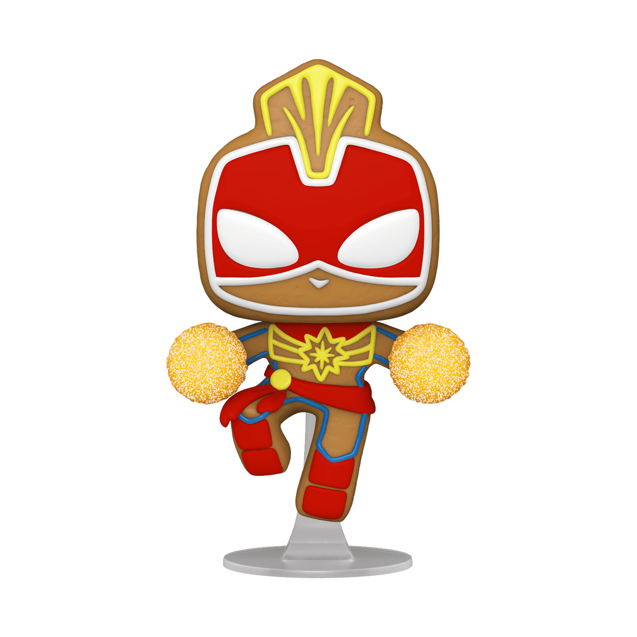 Gingerbread Captain Marvel / shop it <a href=https://www.amazon.com/Funko-POP-Marvel-Holiday-Captain/dp/B085PHH4ZT>here</a>