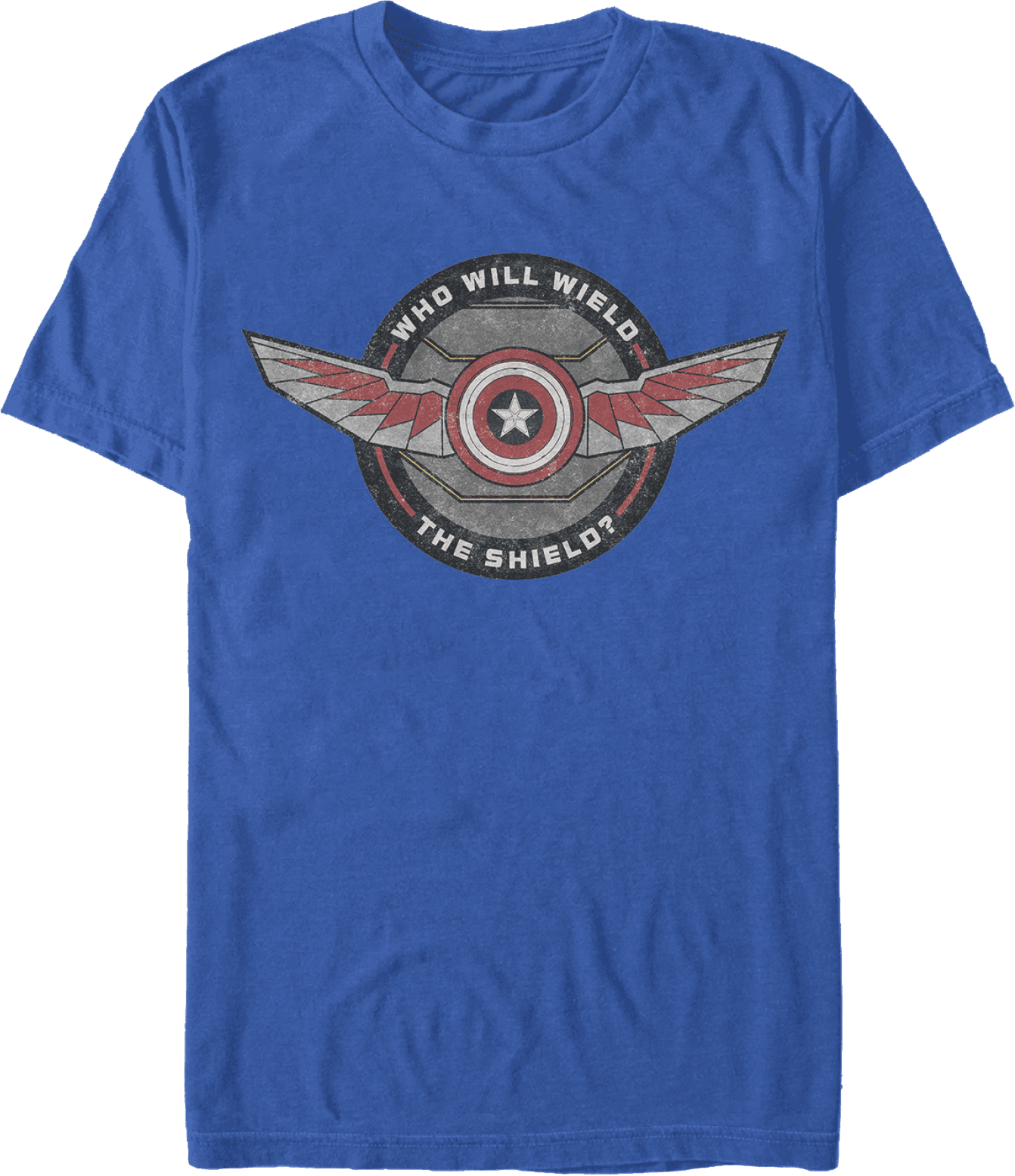 <a href=https://www.hottopic.com/product/marvel-the-falcon-and-the-winter-soldier-wield-the-shield---royal/15222601.html>Wield The Shield - Royal Blue T-Shirt</a> / Hot Topic