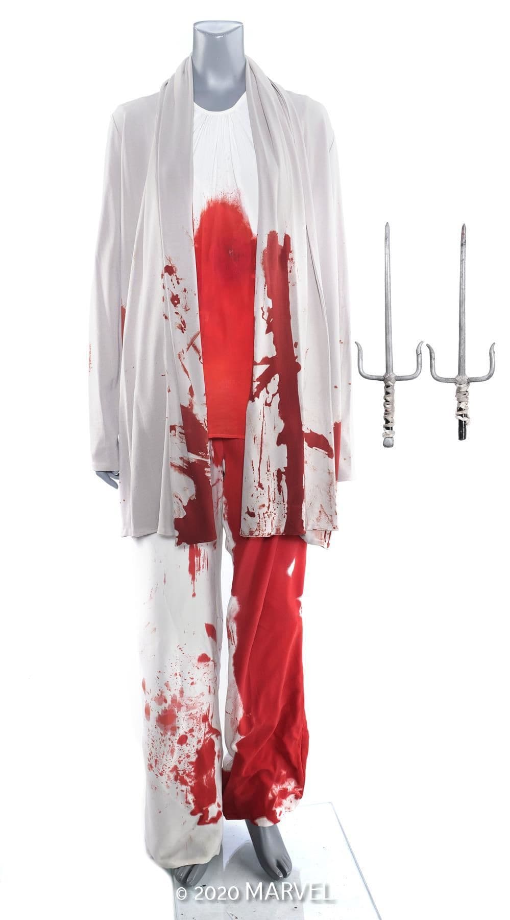 Alexandra Reid's Bloody Death Costume and Two Elektra Natchios’ Stunt Silver Sai from Marvel's The Defenders